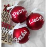 Bola Navidad Rojo Mate 6cm Personalizada decorada con Lazo a juego